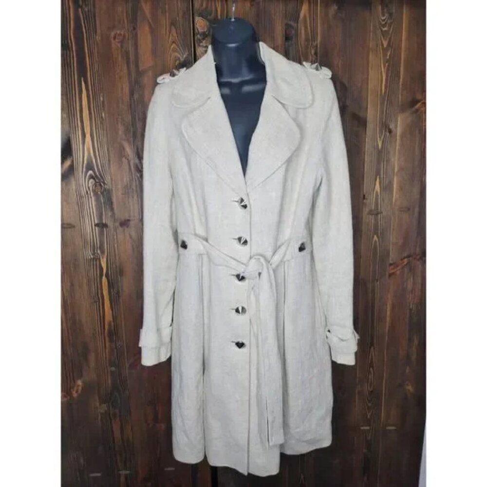 Simple‎ Modern Eco Womens Linen Trench Coat sz 10